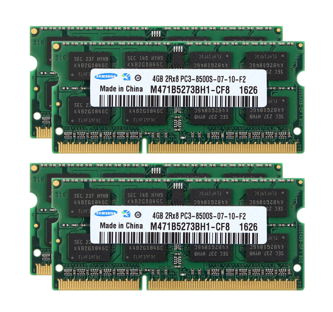 Samsung 4X 4GB 2RX8 DDR3 1066MHz PC3-8500S 204PIN SODIMM Laptop RAM Memory 16GB