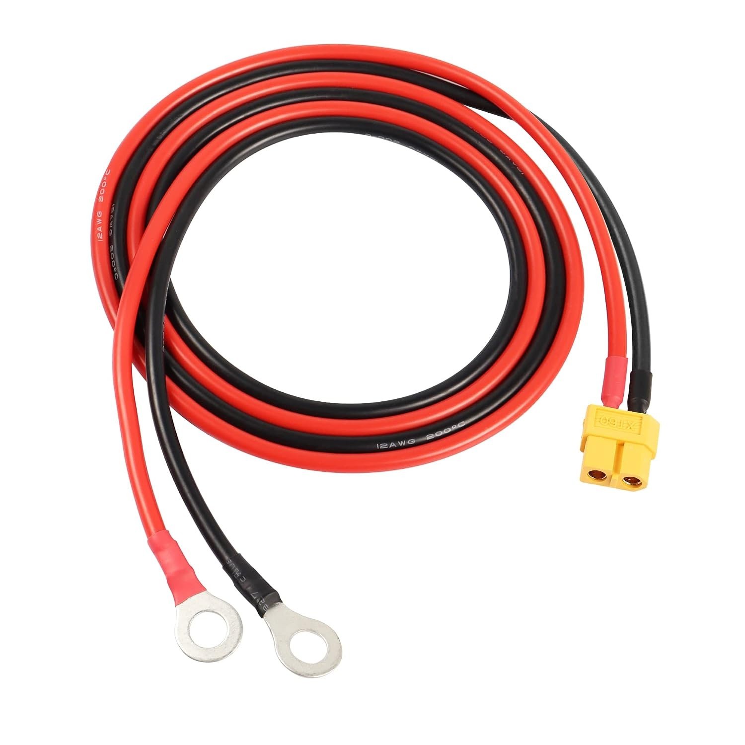 Flexible 1M XT60 Female to O Ring Terminal Cable for RC Lipo Batteries, 12AWG