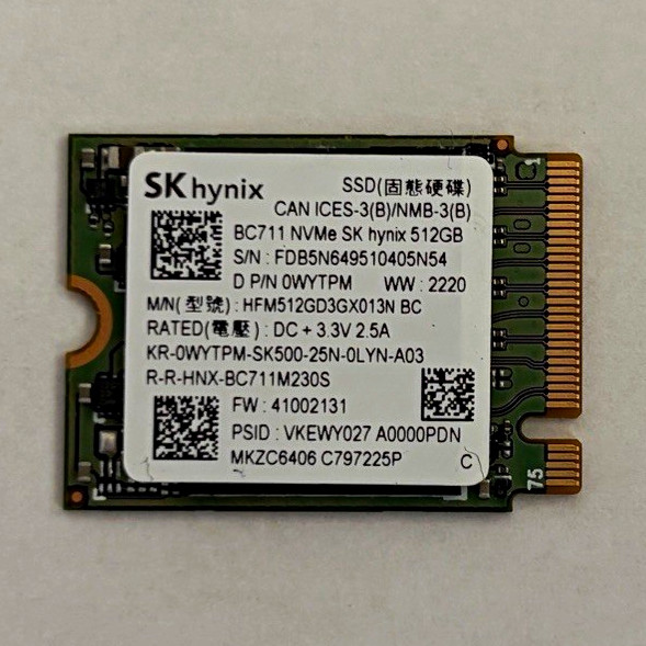 SK hynix BC711 512GB NVMe M.2 Internal SSD Green HFM512GD3GX013N