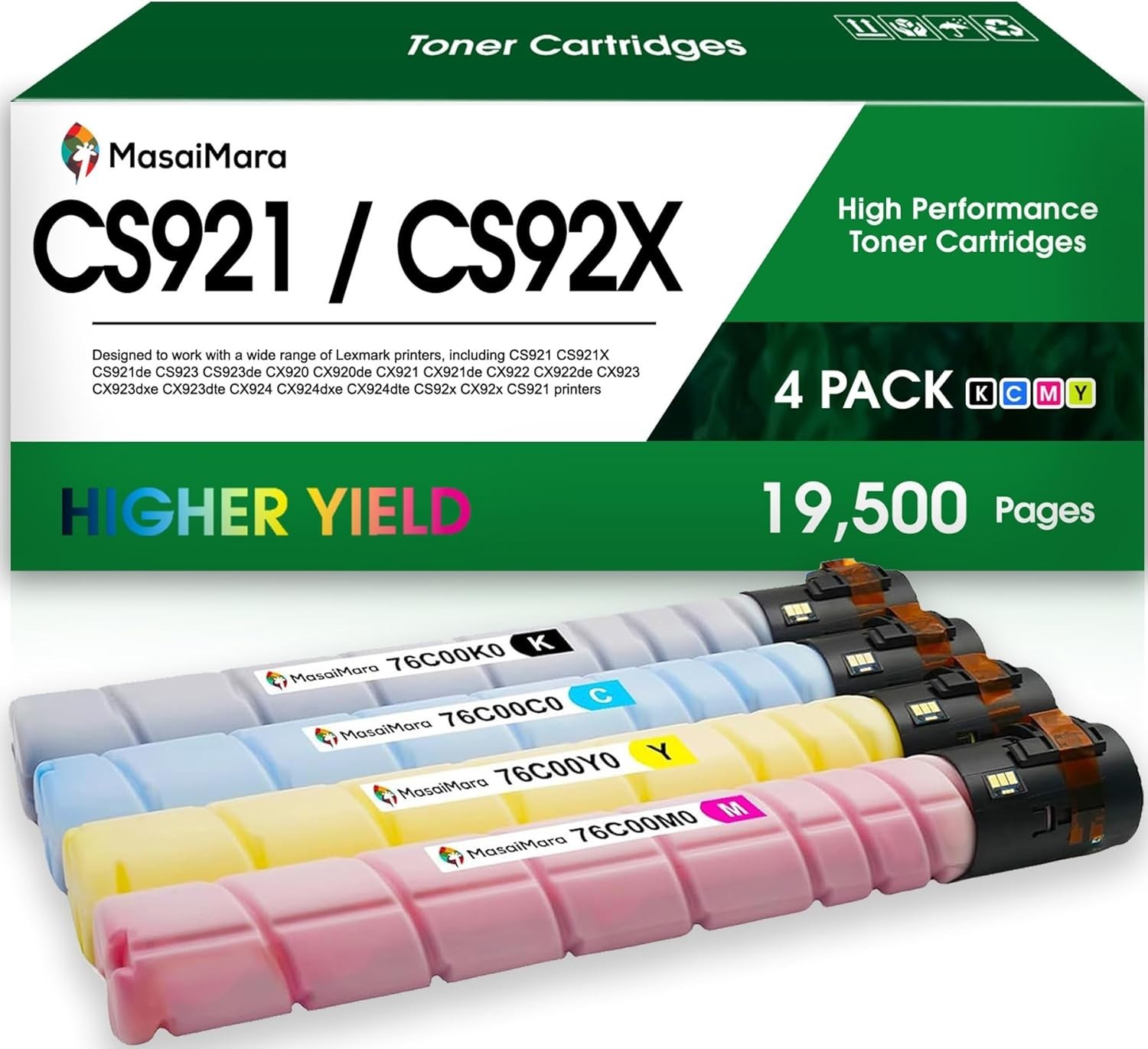 CS921 CS921X 76C00K/C/Y/M0 Toner Cartridge for Lexmark CX921/2de/3/4dxe/dte CS92