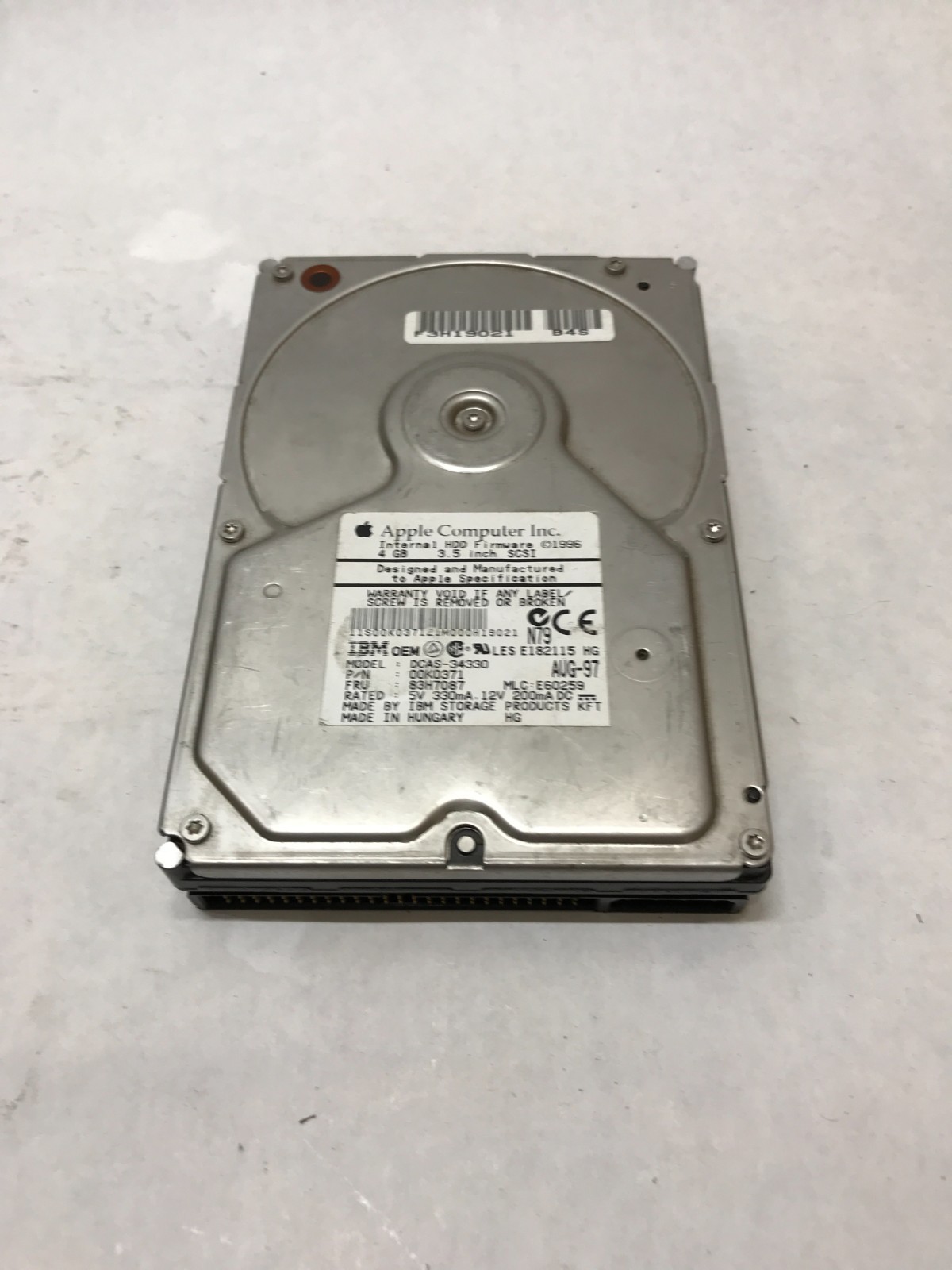 Hard Drive IBM 09J1037 DCAS-34330 4.3GB 5.4K SCSI 3.5'' Tested & Working - DW