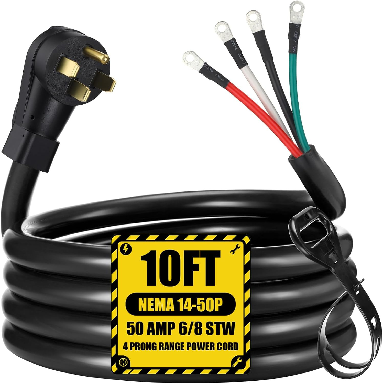 10 FT 6/8 AWG 50 Amp 4 Prong Replacement RV Power Cord