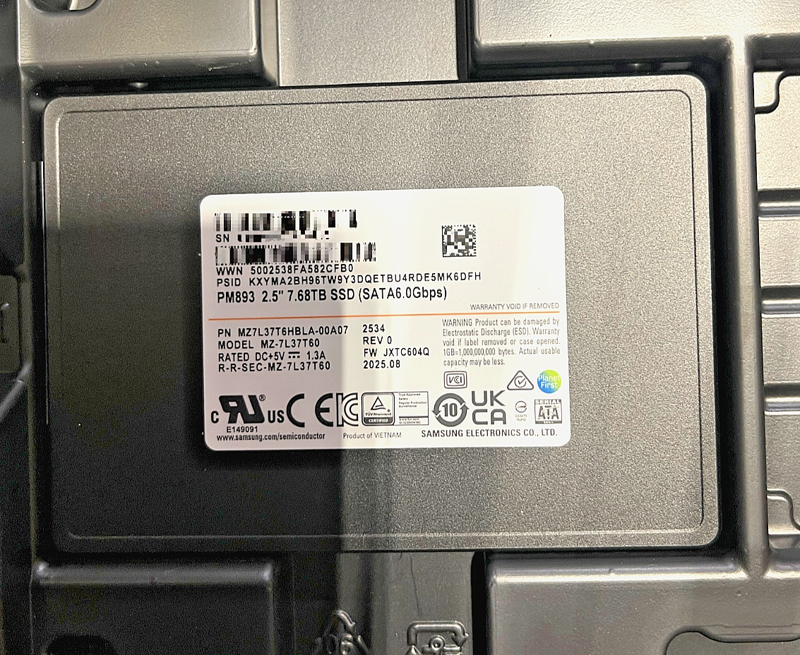 Samsung PM893 7.68TB SATA 6Gb/s 2.5" SSD MZ-7L37T60 MZ7L37T6HBLA New