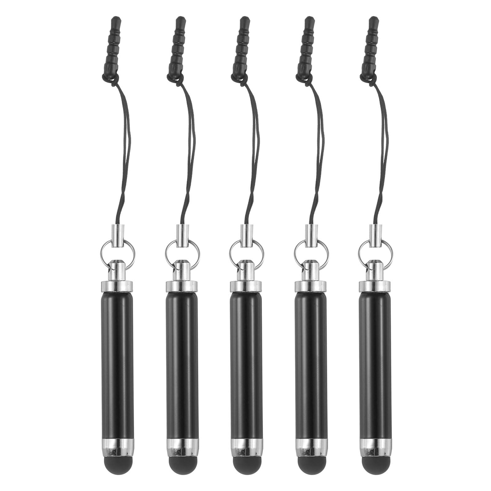 MECCANIXITY 5pcs Metallic Stylus Pen Retractable Aluminum Alloy Mini Black 