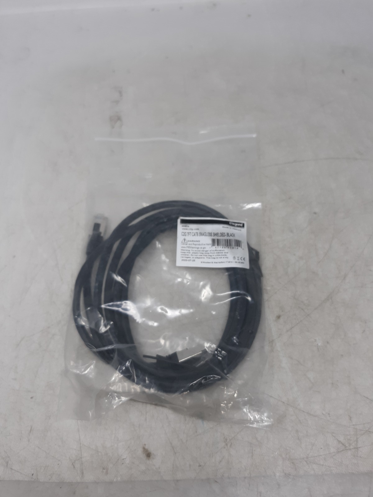 Lot of 2 – C2G 7ft CAT6 Snagless Shielded Ethernet Cables – Black, High-Speed