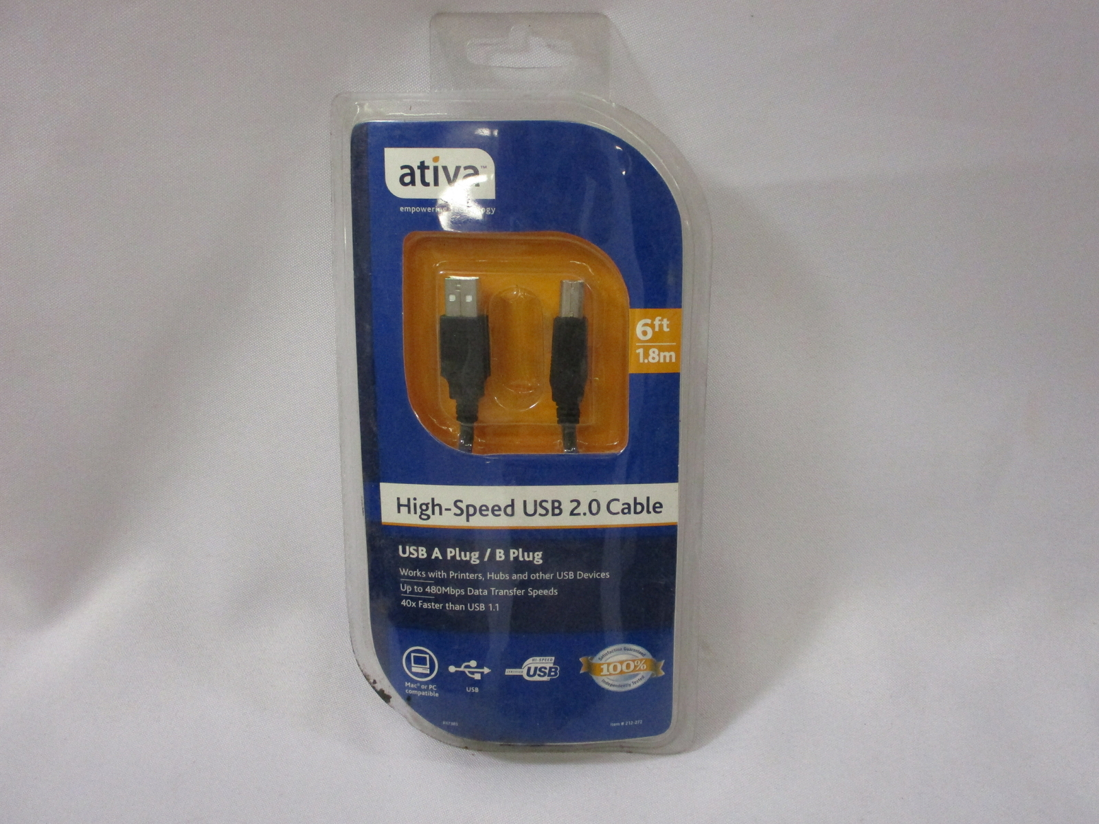 *NEW* ATIVA 212-272 HIGH-SPEED USB 2.0 CABLE A/B PLUG