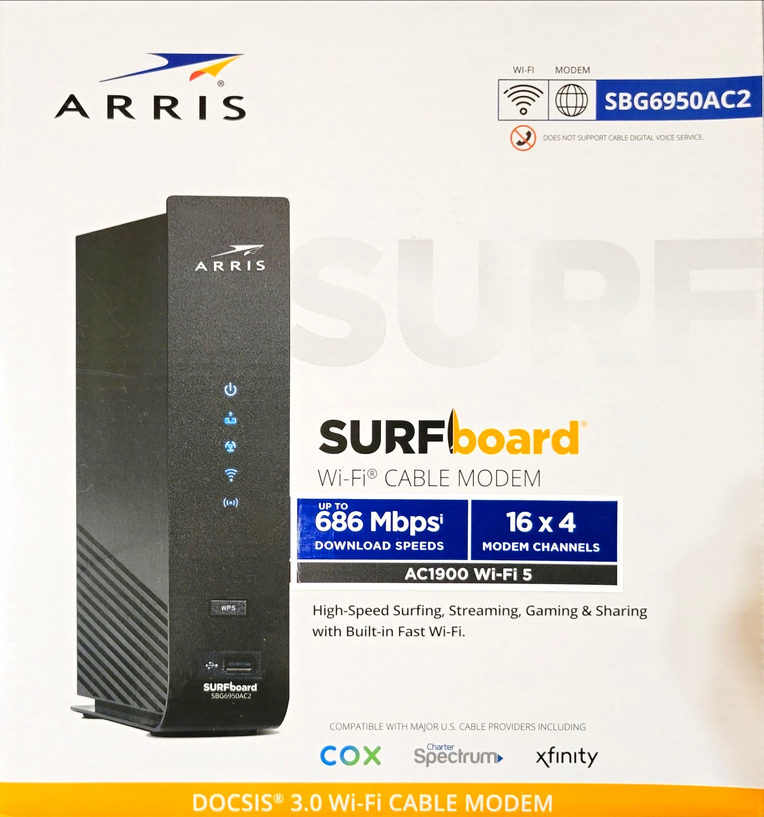 ARRIS SURFboard SBG6950AC2 DOCSIS 3.0 AC1900 WiFi Modem Router 4-Port