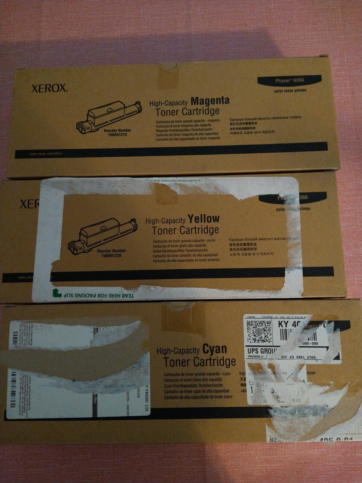 Genuine Xerox Phaser 6360 Toner Cyan/Magenta/Yellow lot set
