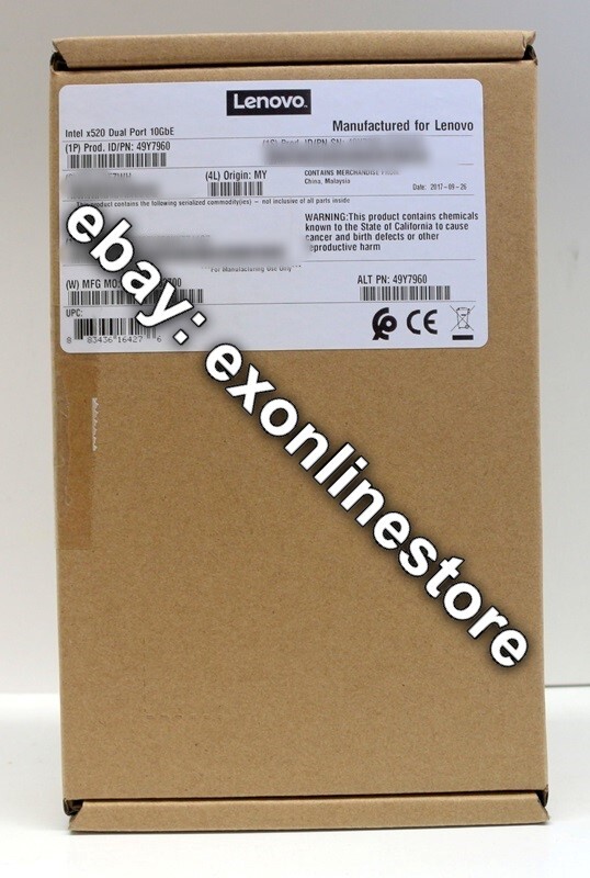 49Y7960 - Intel X520-DA2 Dual Port 10GbE SFP+ Adapter for IBM System x