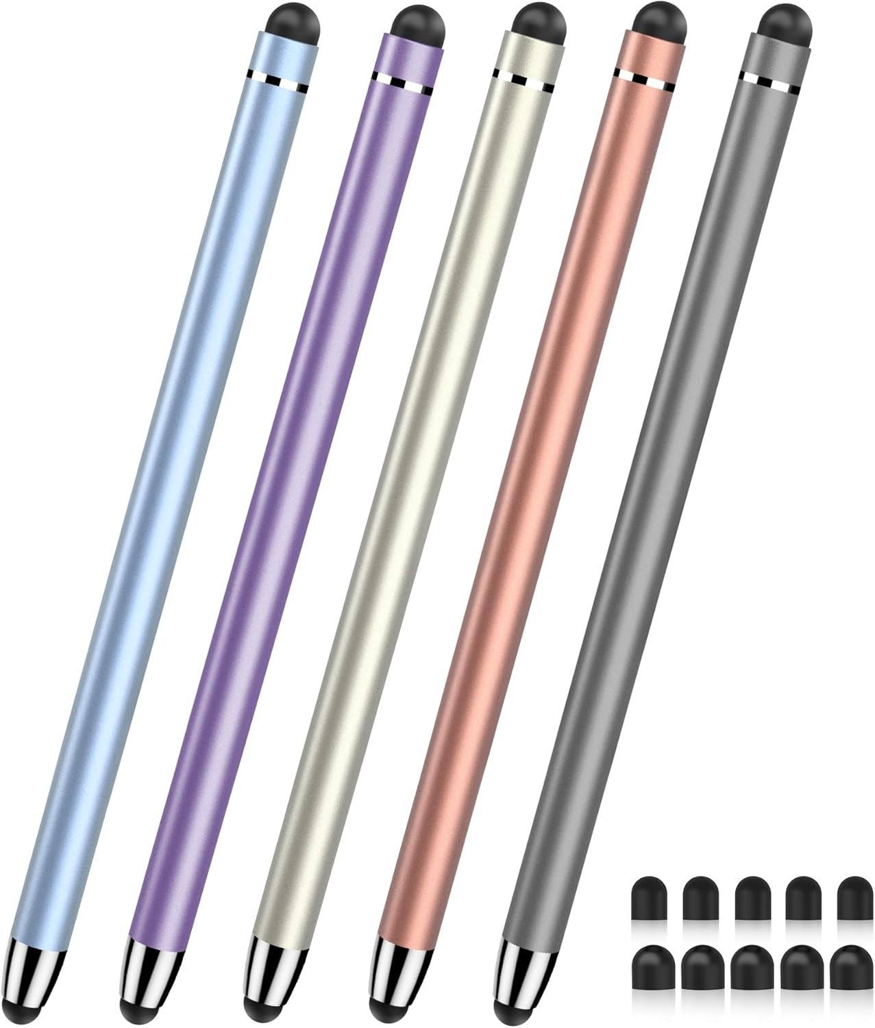 5 Pack Stylus Pen for Touchscreen, 2-in-1 High Sensitivity Universal Tablet Pen