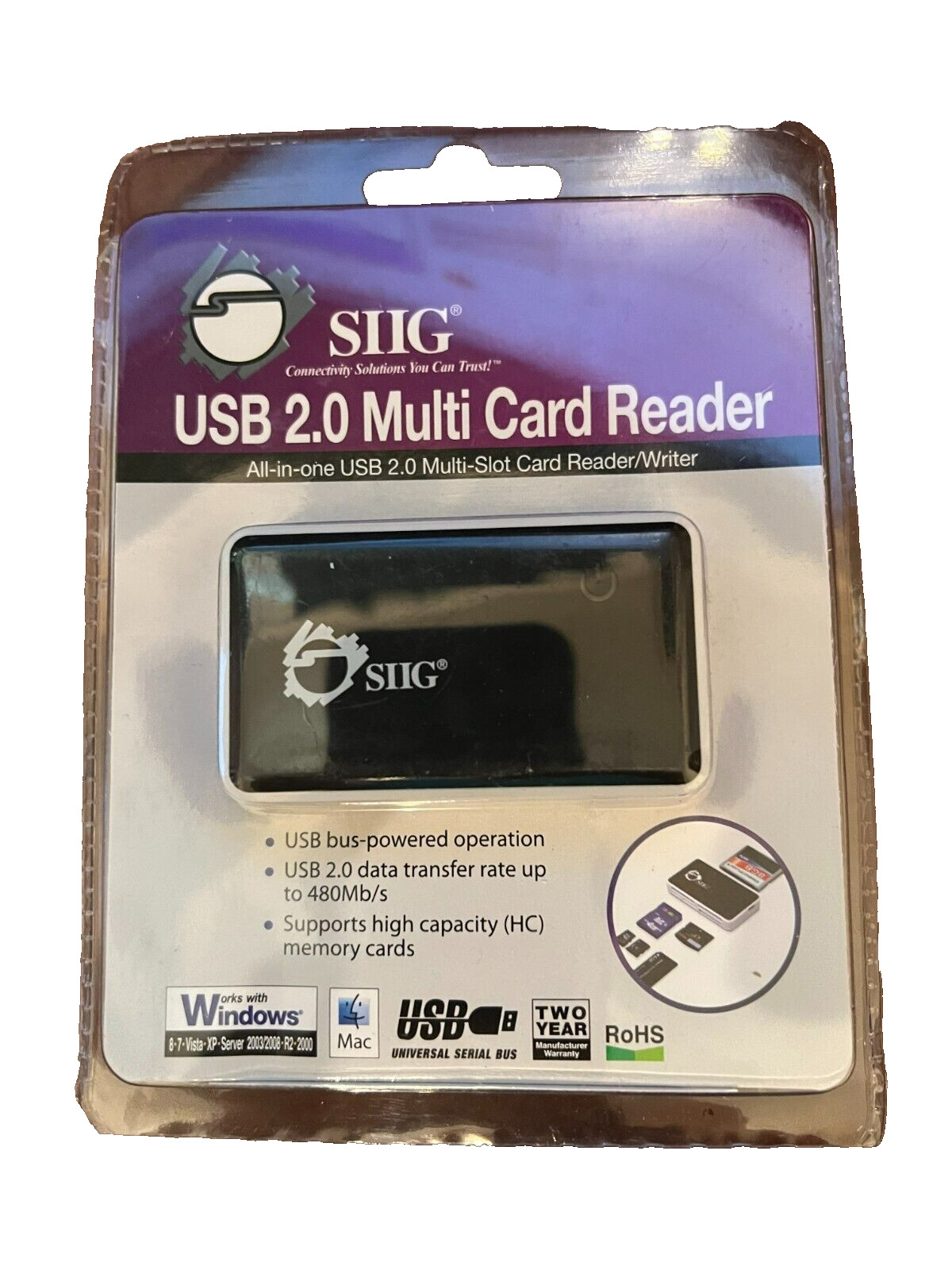SIIG All-in-one USB 2.0 Multi-Slot Card Reader/Writer Apple Mac PC JU-MR0C12-S1