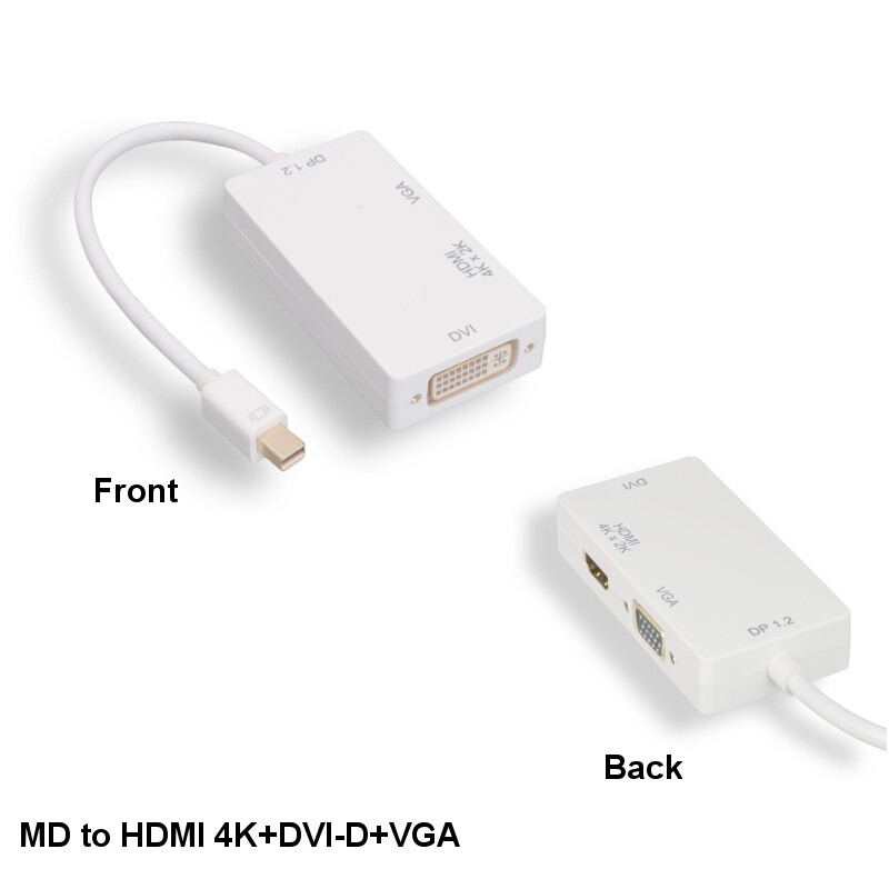 Kentek 3-in-1 Mini Displayport 1.2 Male to 4K HDMI/VGA/DVI Female Adapter HDTV