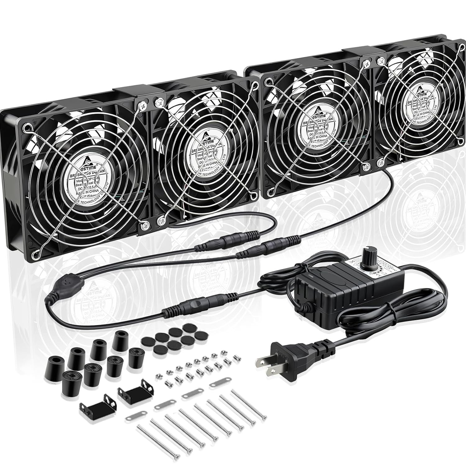 4x120mm Powerful Computer Fans with AC Powered 100V-240V Variable Speed