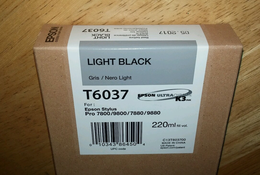 01-2025 GENUINE EPSON T6037 LIGHT BLACK 220ml INK STYLUS PRO 7800 9800 7880 9880