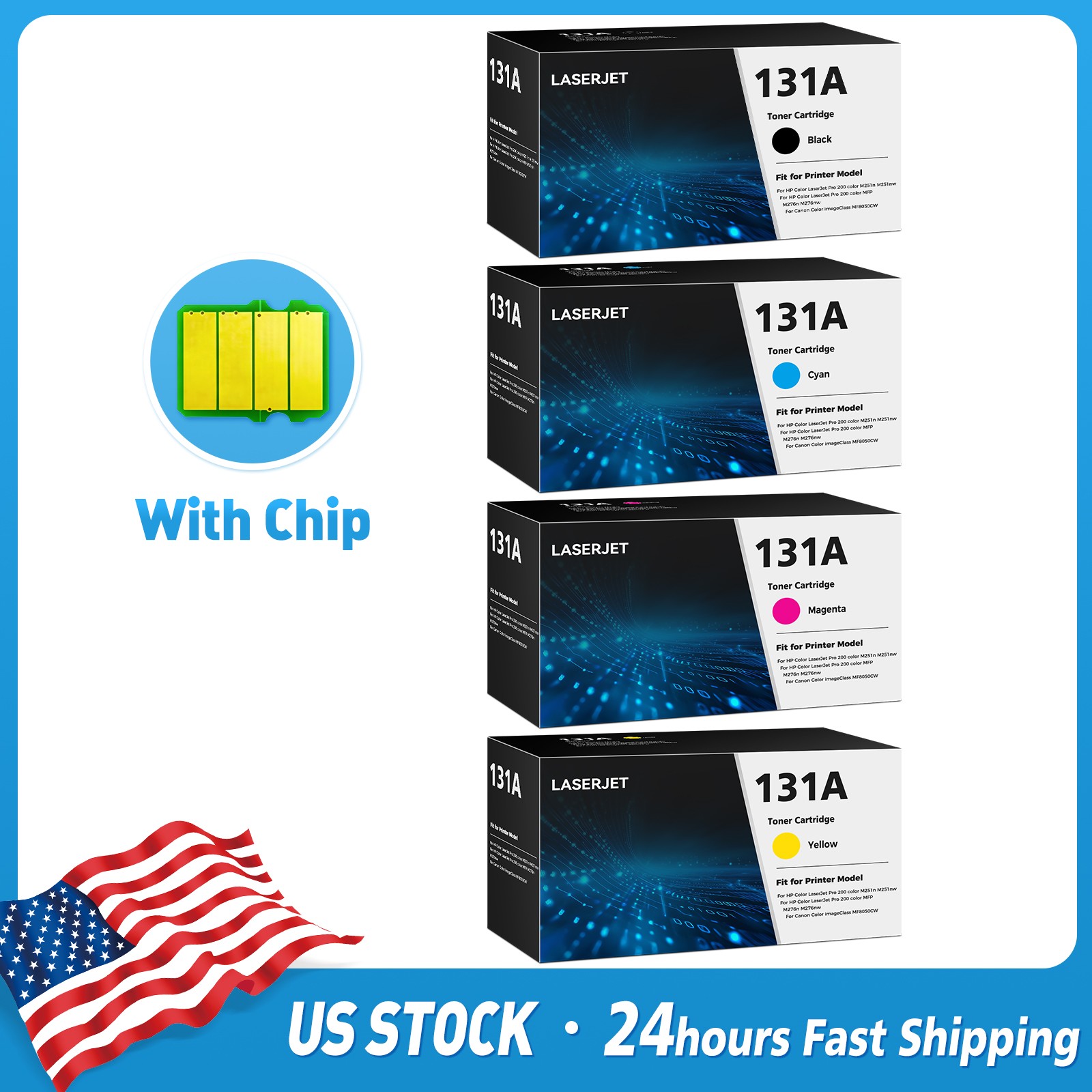 4PK Toner Cartridge Fit For HP 131X 131A M276nw CF210X LaserJet Pro 200 Color