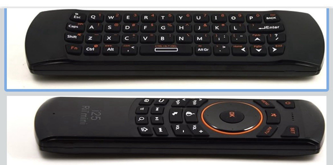 Rii Mini i25 Wireless Air Mouse Keyboard Remote Control, Black