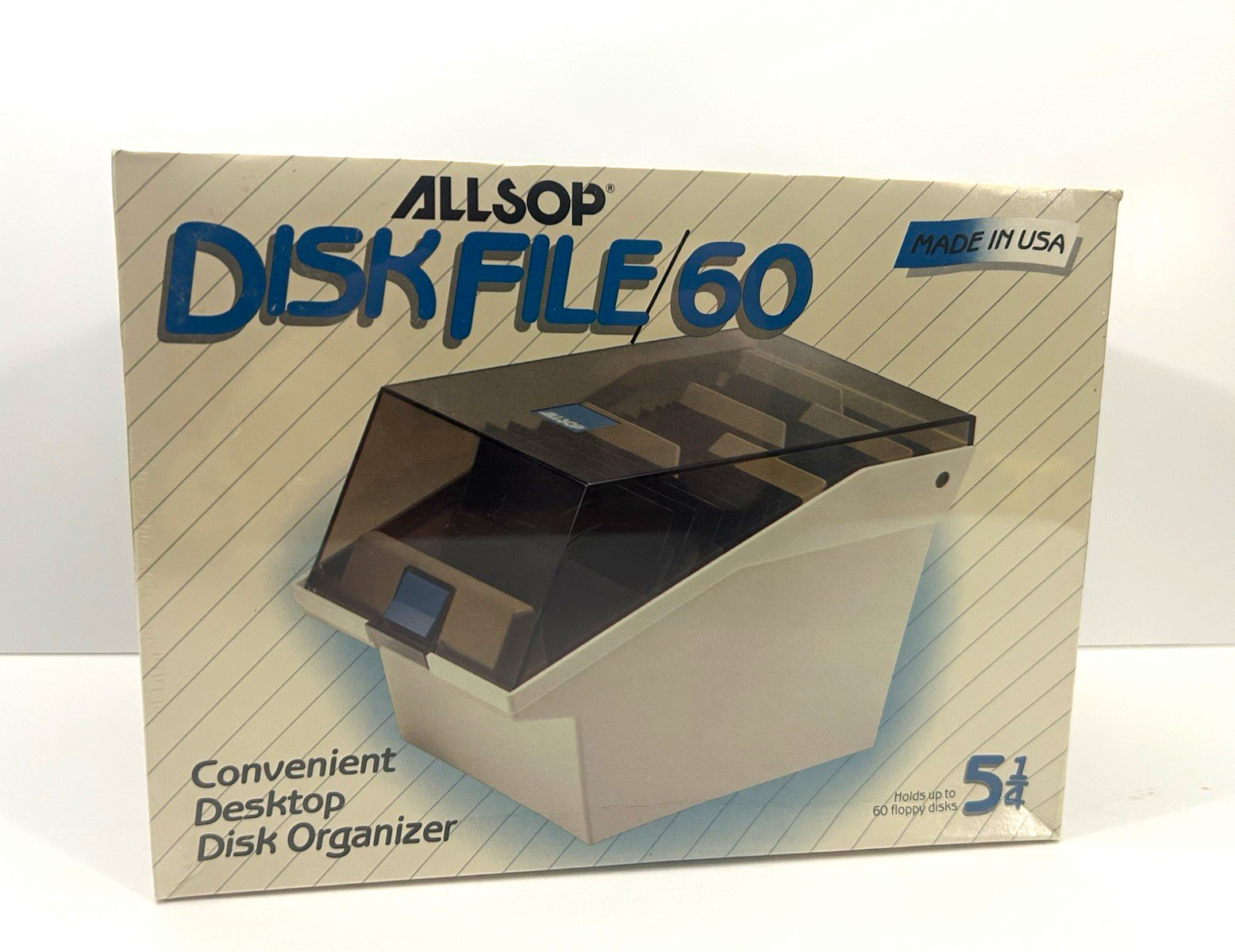 Vintage 1987 Allsop Disk File 60 5.25" Floppy Disk Storage Organizer Box NOS