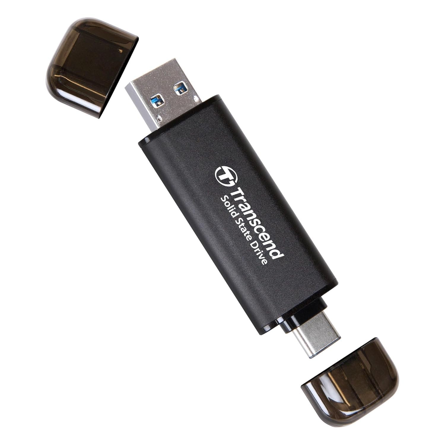 Transcend ESD310 256GB External SSD, Up to 1,050MB/s, Dual USB Flash Drive fo...