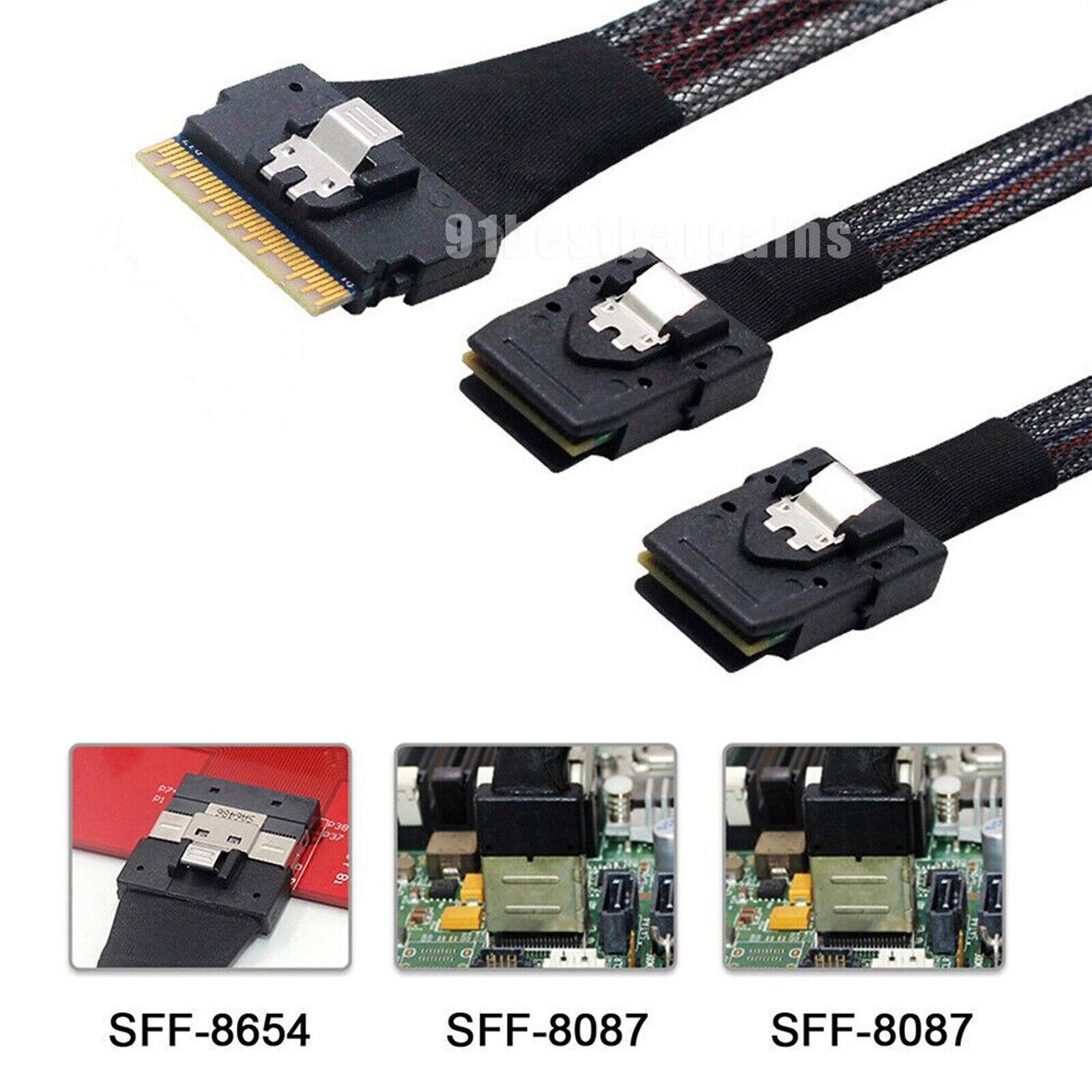 SFF-8654 8i 74pin PCI-E Ultraport Slimline SAS Slim 4.0 to Dual SFF-8087 Cable