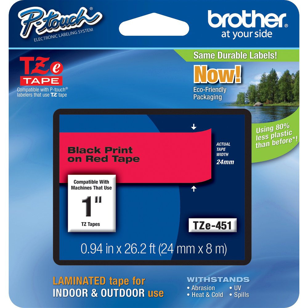 Brother TZ451 TZe451 24mm 1" inch black on red TZ tape PT520 PT2430 P-Touch