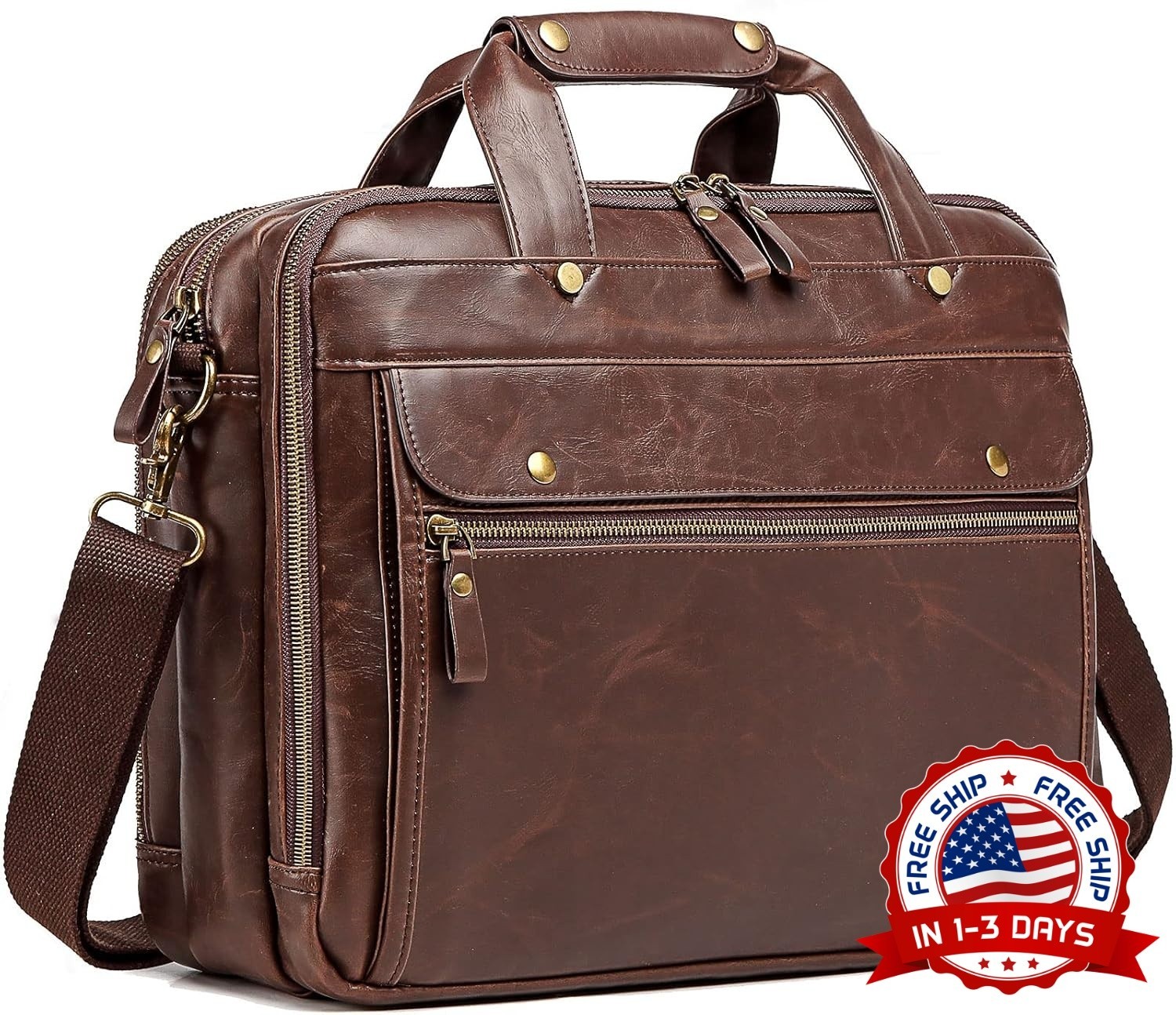 Maletines de cuero para hombre, bolso bandolera para portátil de 15,6 pulgadas