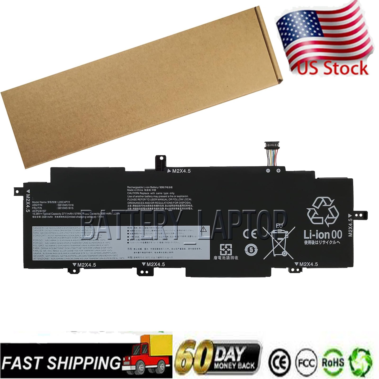 L20C4P72 Battery For Lenovo ThinkPad T14s Gen 2 2021 L20L4P72 L20M4P72 L20D4P72
