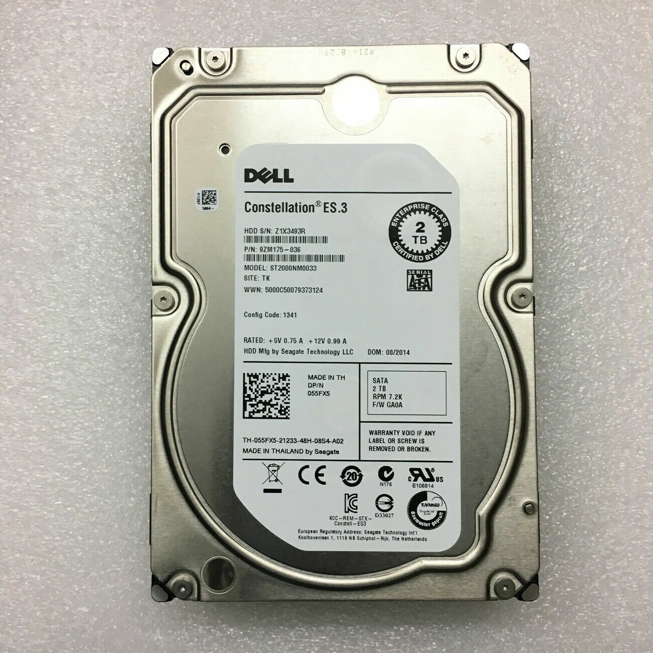 Hard drive for DELL 55FX5 2TB 6G 7.2K 3.5 SATA HDD ST2000NM0033 055fx5 