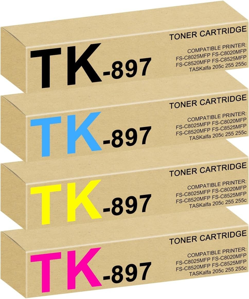 TK-897 Toner 4-Pack for Kyocera FS-C8520MFP C8020MFP TASKalfa 255c