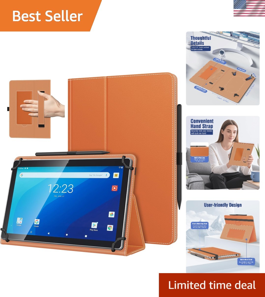 Versatile Folding Stand Cover for 10.1 Inch Tablets - Lightweight & Functional