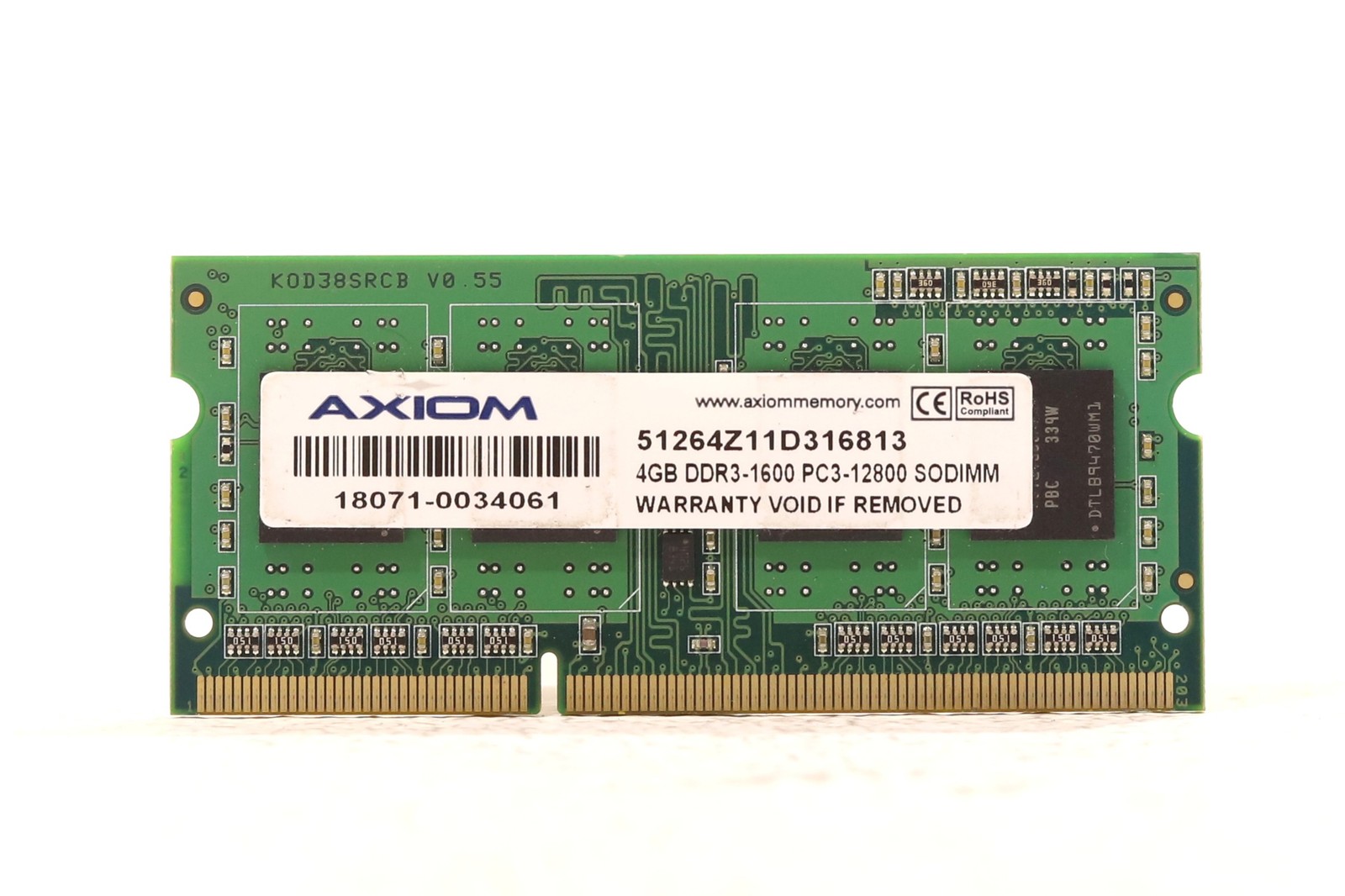 Axiom 4GB 1Rx8 PC3-12800 DDR3-1600MHz Laptop Memory P/N: 51264Z11D316813 Tested