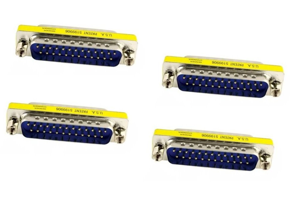 4x PCS 25 Pin D-SUB DB25 Male to Male Mini Gender Changer Coupler Gold Plated