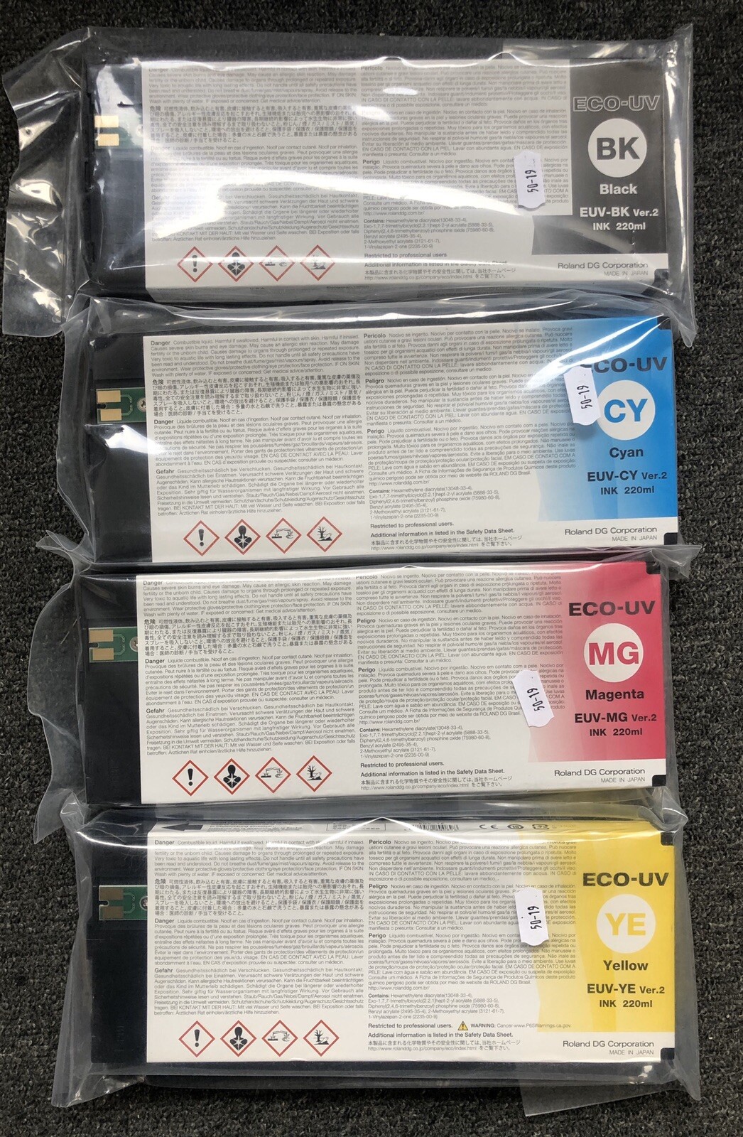 4 x ROLAND Ink VersaUV LEC-300 LEC-330 LEC-540 LEJ-640 / ECO-UV EUV Ver.2 INK