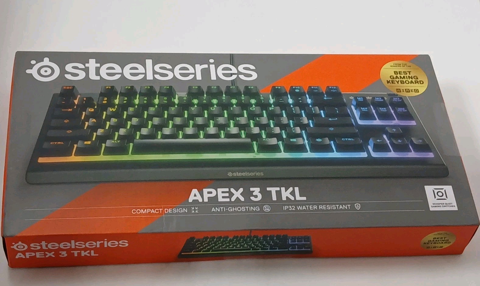SteelSeries Apex 3 TKL RGB Gaming Keyboard, Water Resistant, Tenkeyless, Black