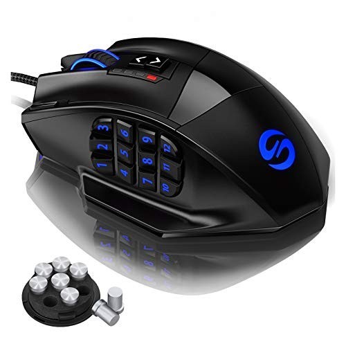 Gaming Mouse Wired MMO 16400 DPI Laser Programmable Buttons Right Hand
