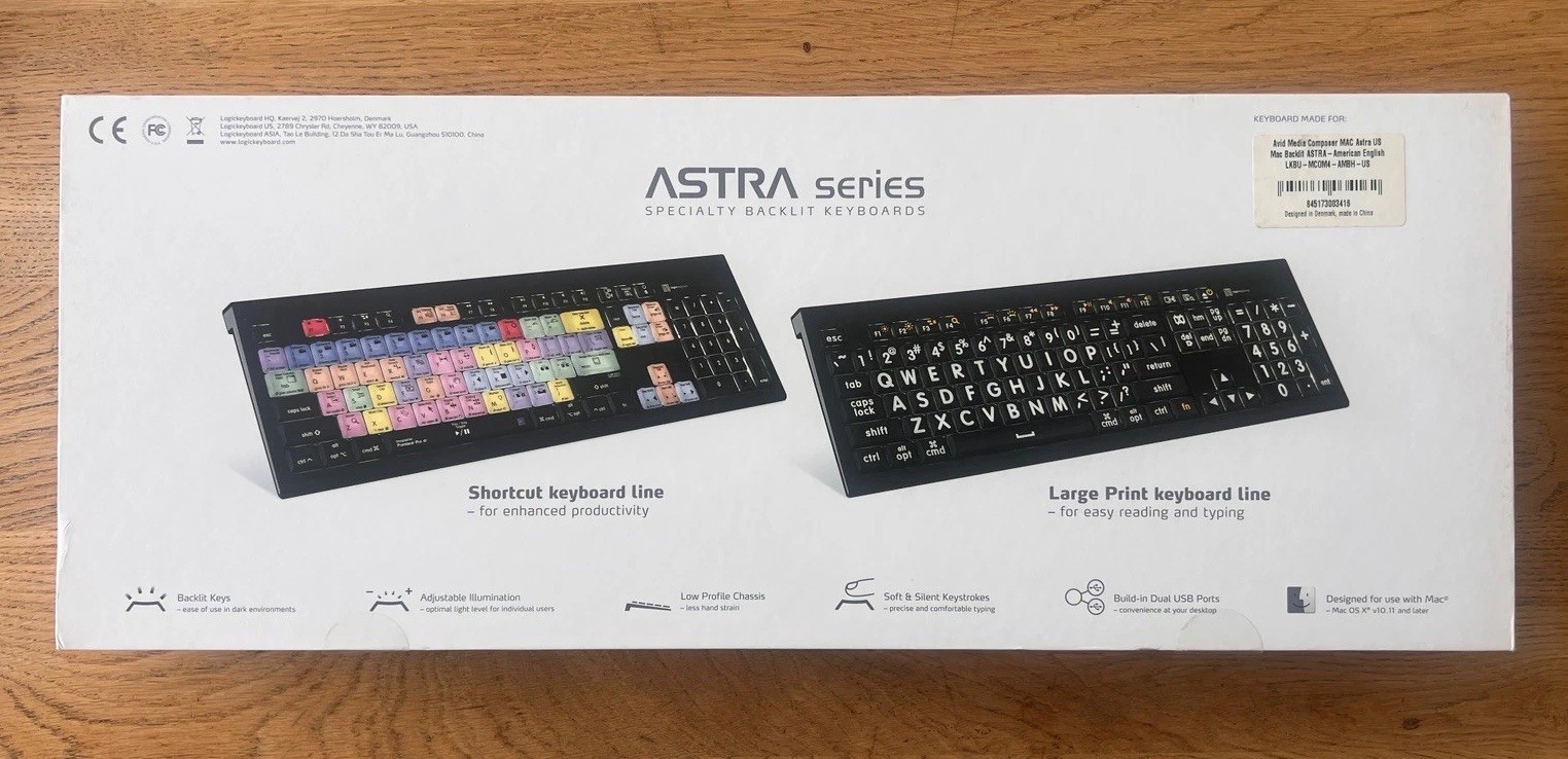 Avid Media Composer MAC Astra US Backlit Wired Keyboard English QWERTY Black