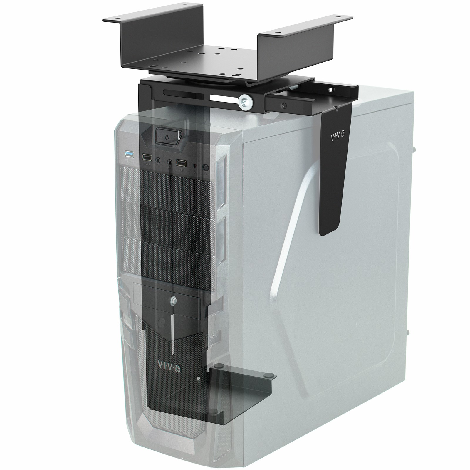 VIVO Under-Desk and Wall PC Mount, Computer Case Holder with Spacer Bracket