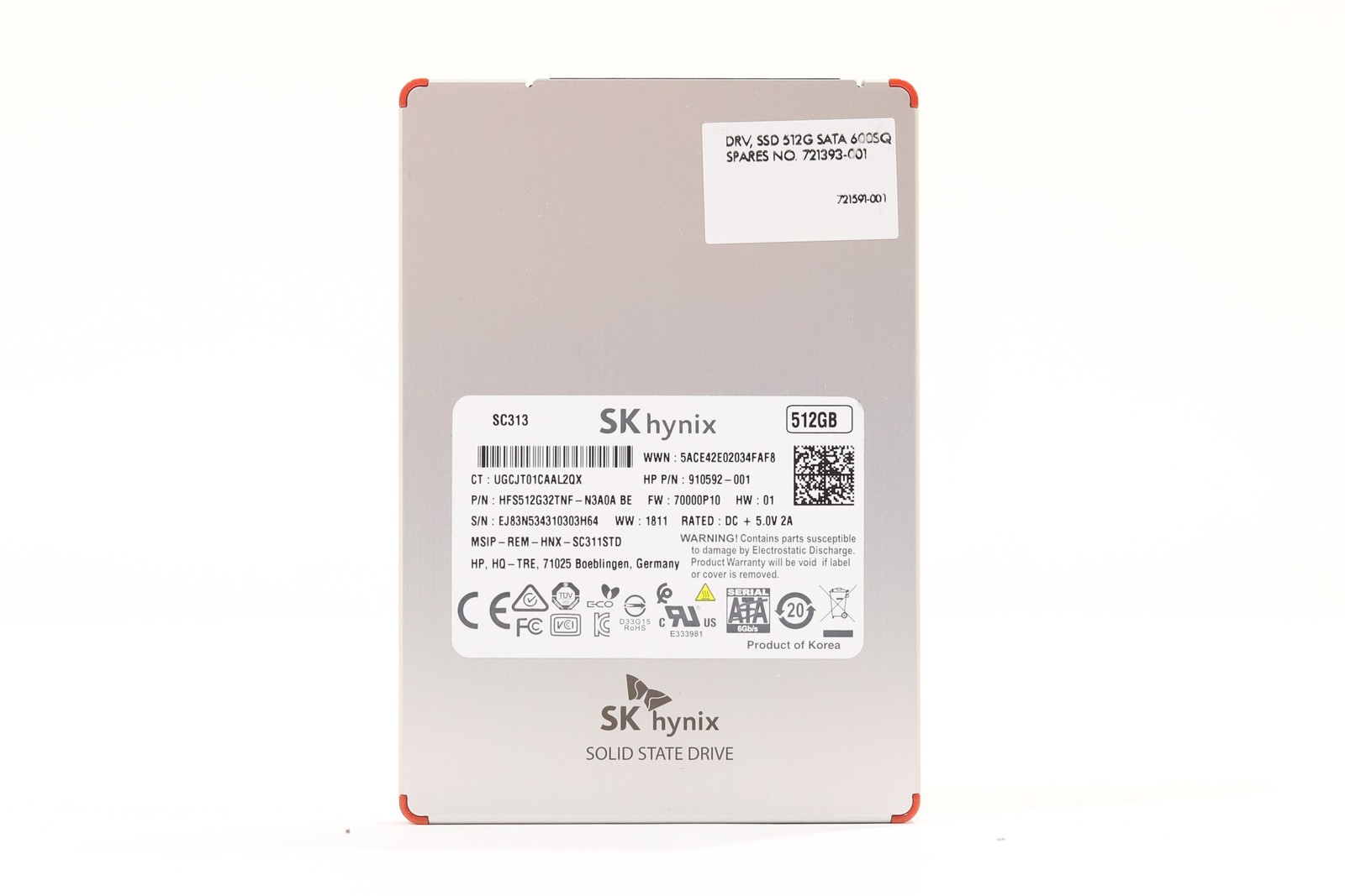 SKhynix SC313 512GB 2.5" 6Gb/s SATA III Solid State Drive P/N: 910592-001 Tested