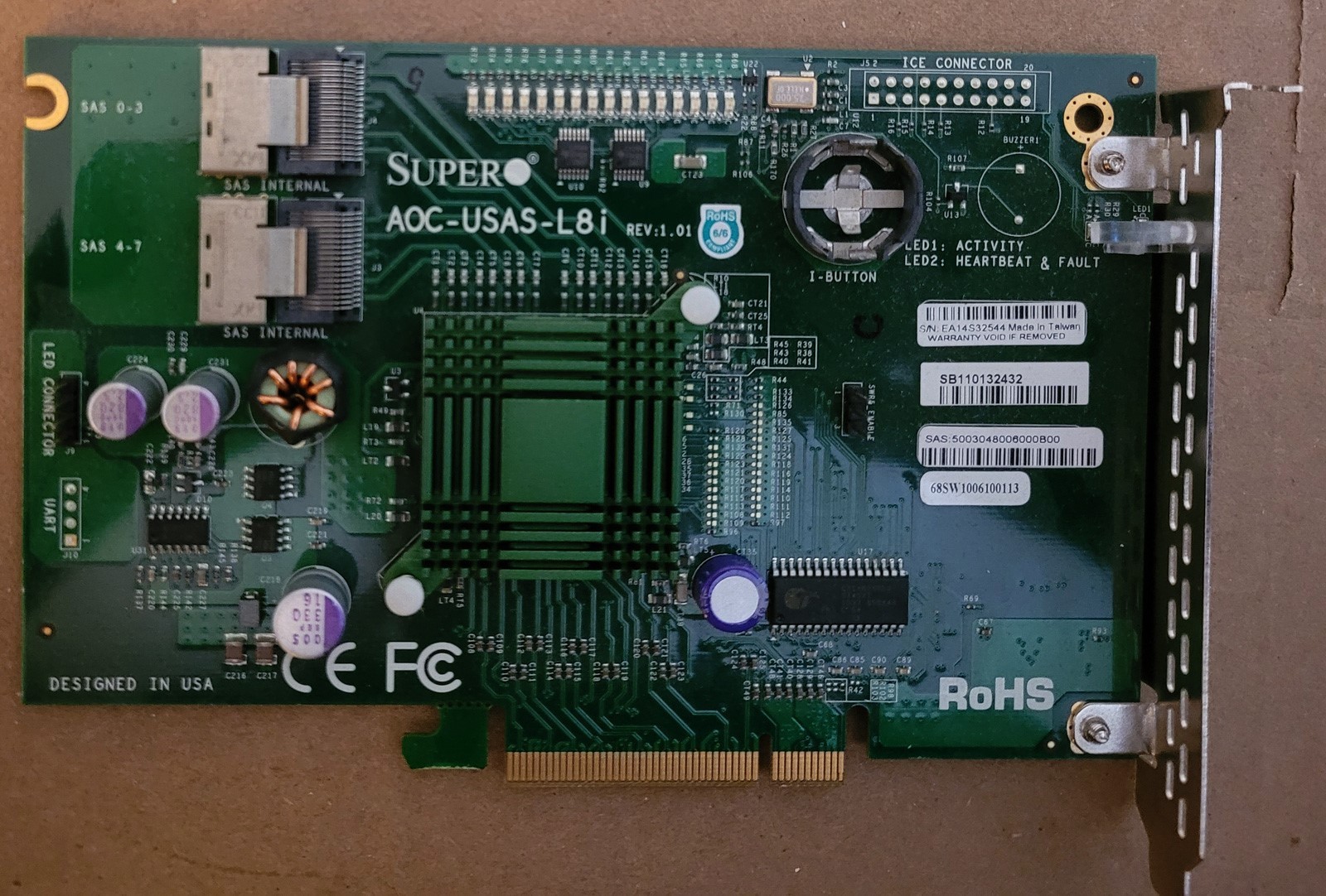 Supermicro AOC-USAS-L8i 8 Port SAS RAID Controller - 1 x SAS x4 SAS 300