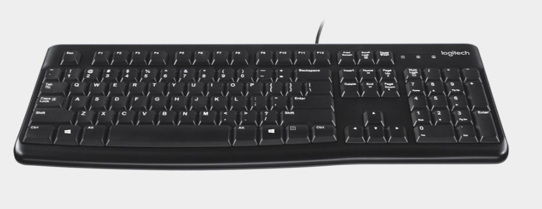 Logitech K120 Wired Keyboard USB Full Size Black YU0042 Ergonomic Tested