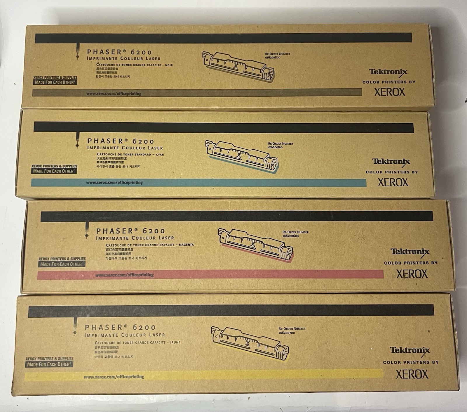 Xerox Tektronix Phaser 6200 (1) Black (1) Cyan (1) Magenta (1) Yellow Toner