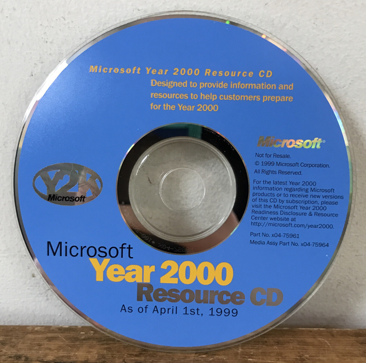 Vintage 1999 Microsoft Year 2000 Resource CD Y2K Software