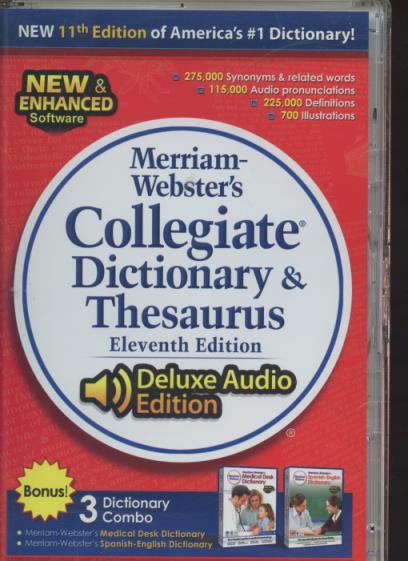 Merriam-Webster's Collegiate Dictionary & Thesaurus 11th Ed PC MAC DVD tools BOX