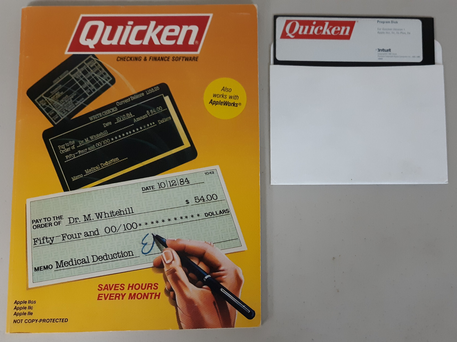 Quicken Checking & Finance Software by Intuit for Apple IIe,IIc,IIgs 1987