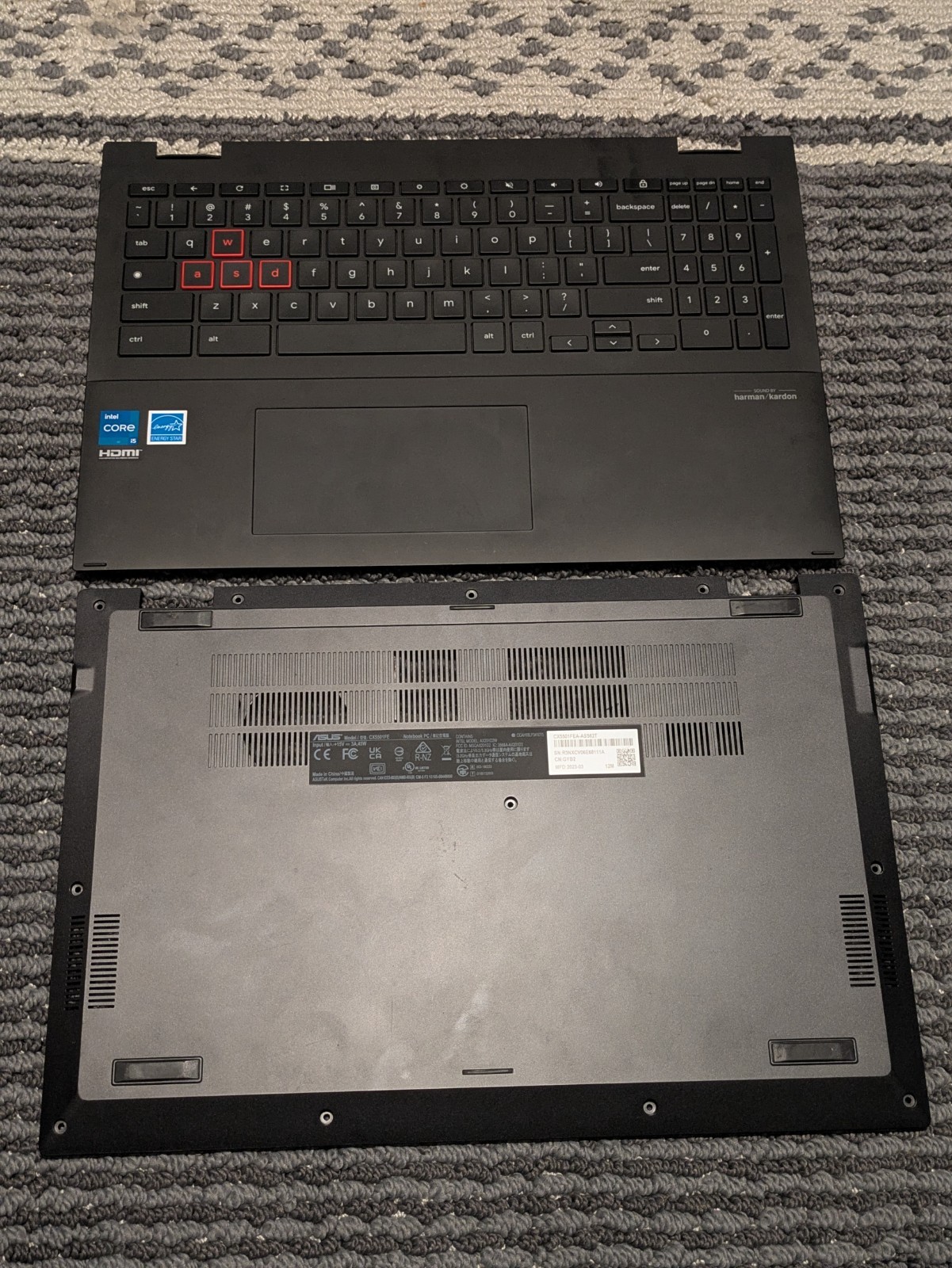ASUS Chromebook Vibe CX55 Flip CX5501FEA Palmrest/Keyboard, Battery & Touchpad