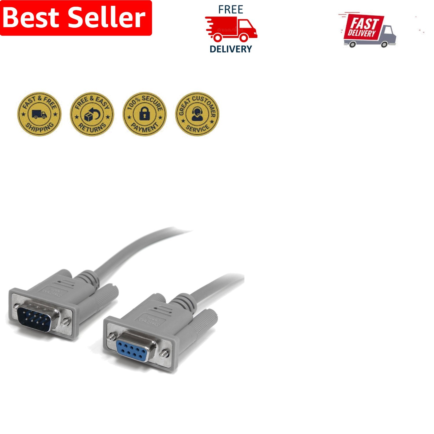 High-Speed 10ft DB9 Null Modem Cable F/M - Connect Your Devices Effortlessly