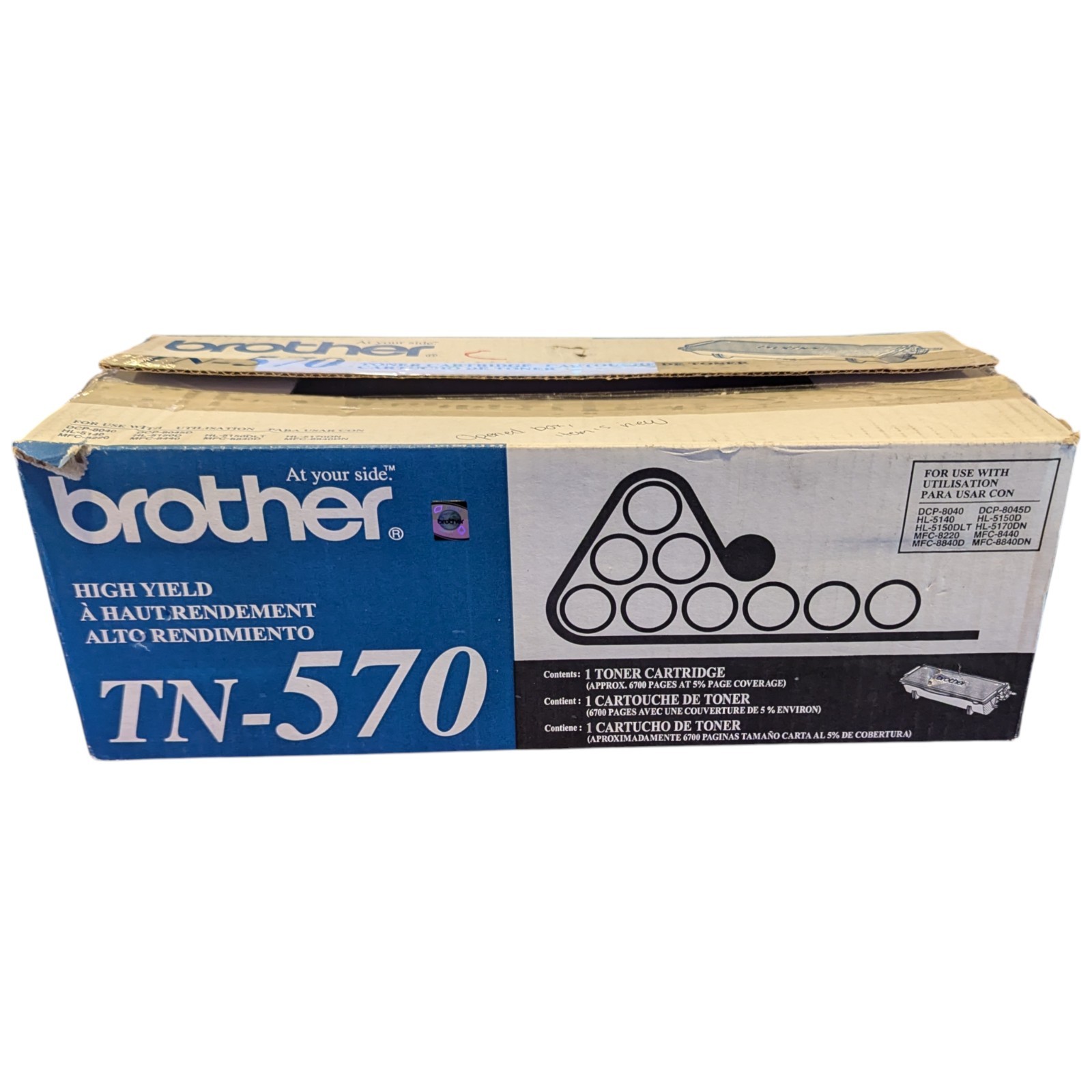 Genuine Brother TN-570 Black Toner Cartridge (Open Package New)