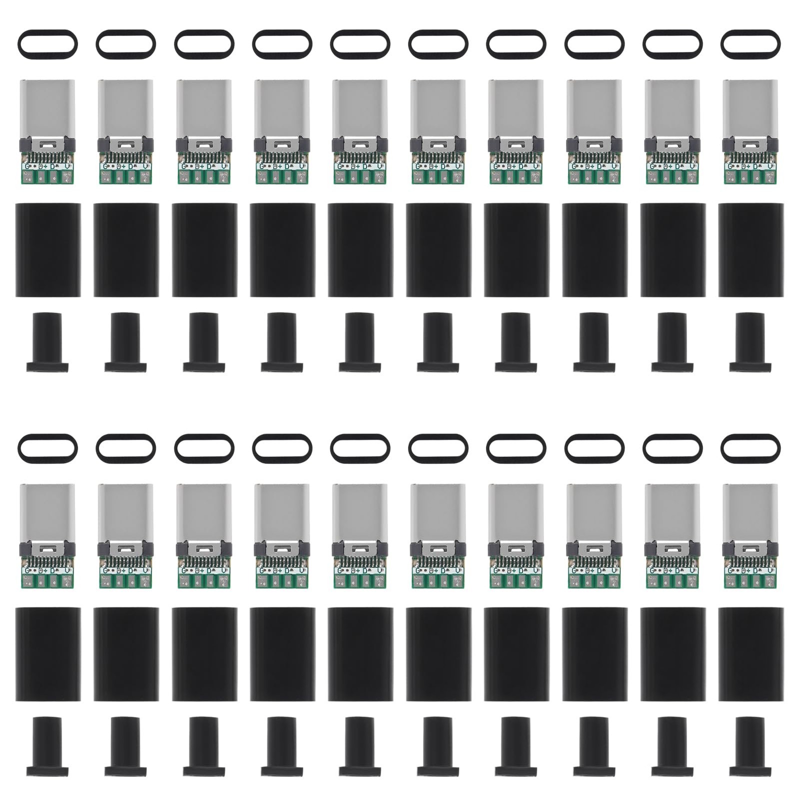 20 PCS USB 3.1 Type C Connector 24 Pins Male Jack Tail Plug Terminal Kit