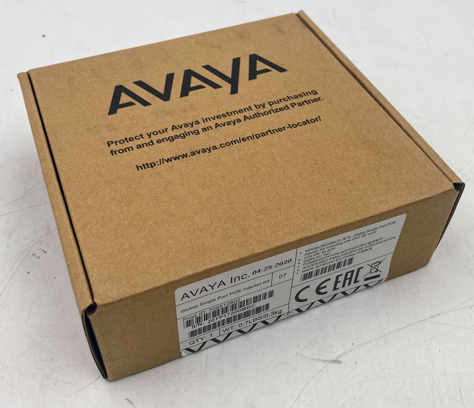 Avaya Global Single Port PoE Injector Kit 700512602