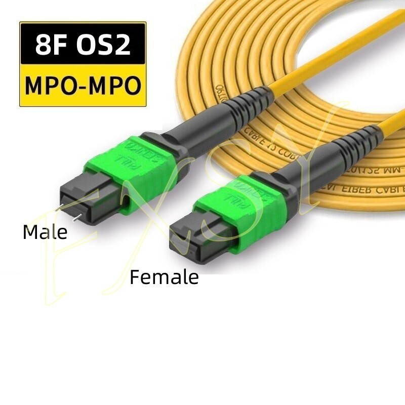 1-100M MPO Male to MPO Female UPC APC 8|12F OS2 SM Optical Fiber Patch Cord lot