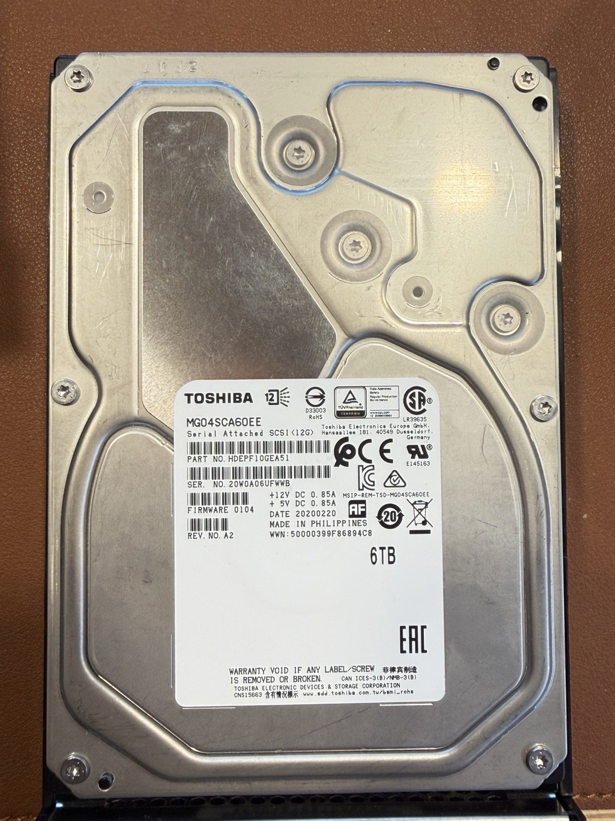 Toshiba MG04SCA60EA 6TB,Internal,7200RPM,3.5"(HDEPF20GEA51)Hard Drive